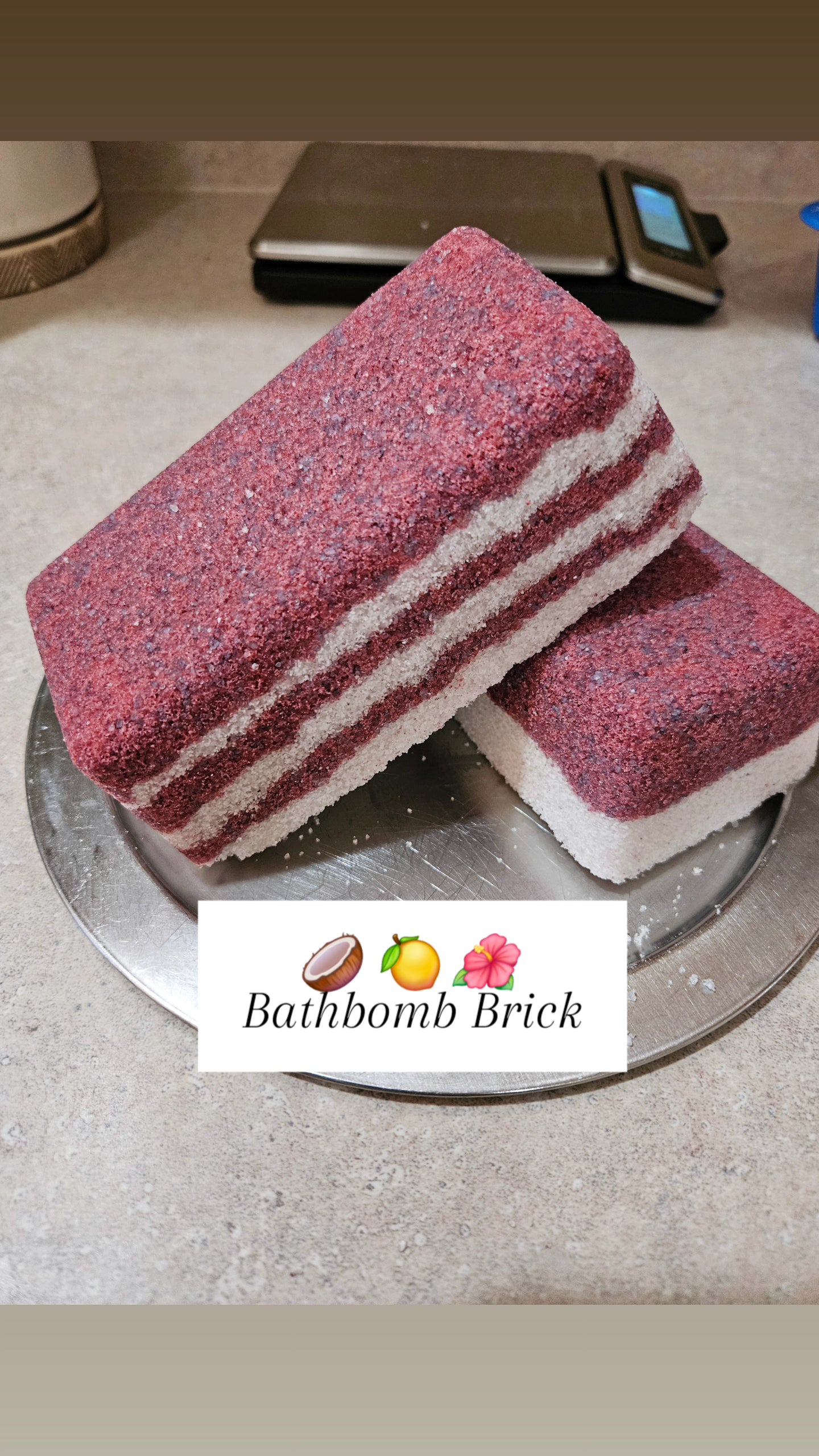 🌺 Hibiscus and Lemon Bath Bomb Brick